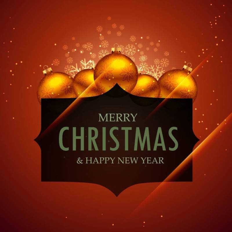 圣诞快乐和新年问候与球装饰