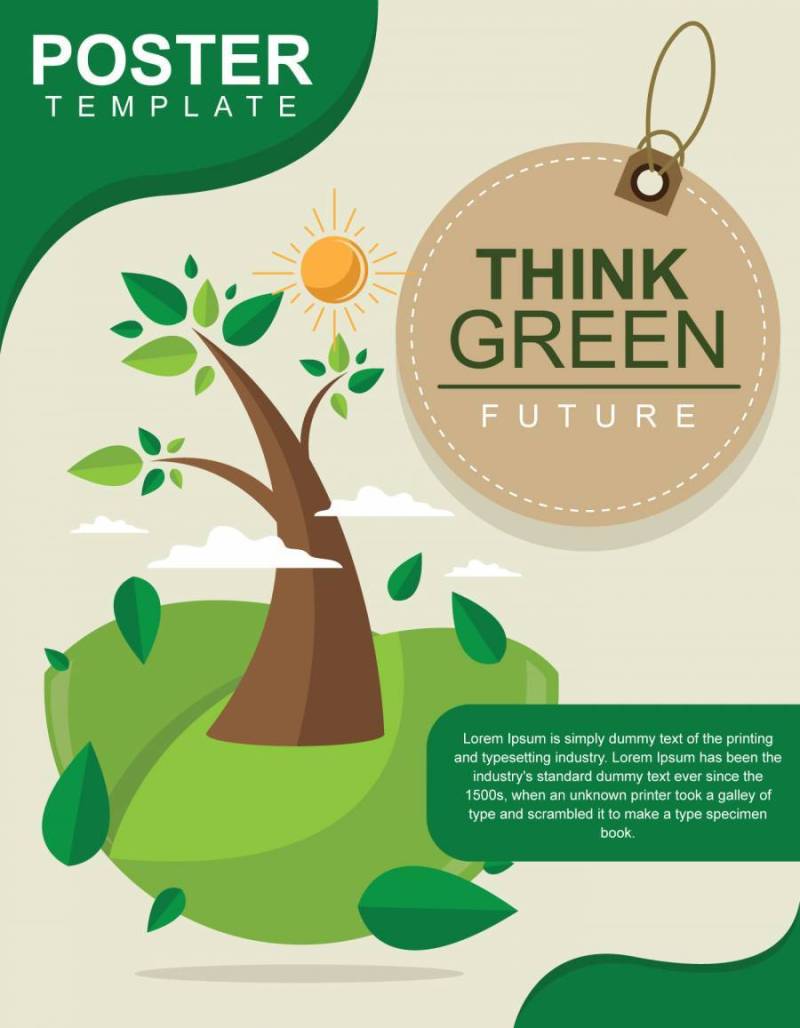 简单的认为绿色海报设计