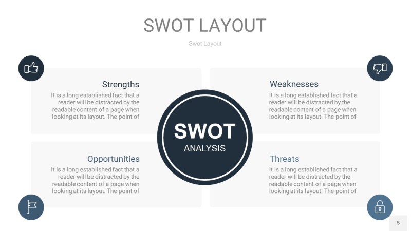 莫兰迪蓝色SWOT图表PPT5