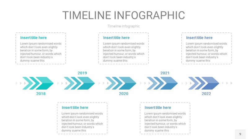 蓝绿色时间轴PPT信息图9