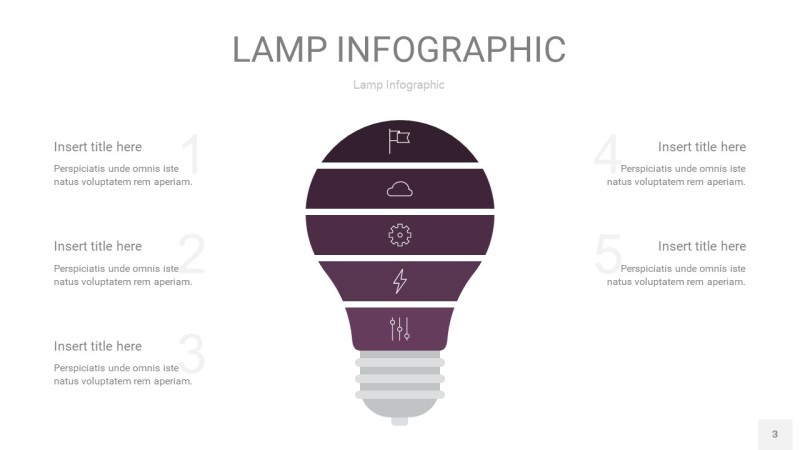 深紫色创意灯PPT信息图3