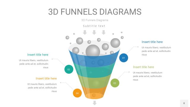 彩色3D漏斗PPT信息图表8