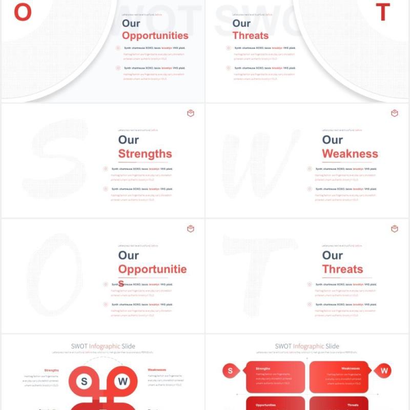 11套色系SWOT矩阵分析可视化图表PPT素材SWOT - PowerPoint Infographics