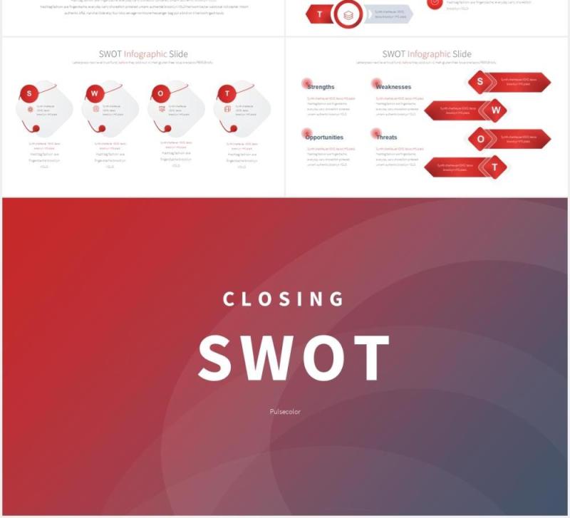 11套色系SWOT矩阵分析可视化图表PPT素材SWOT - PowerPoint Infographics