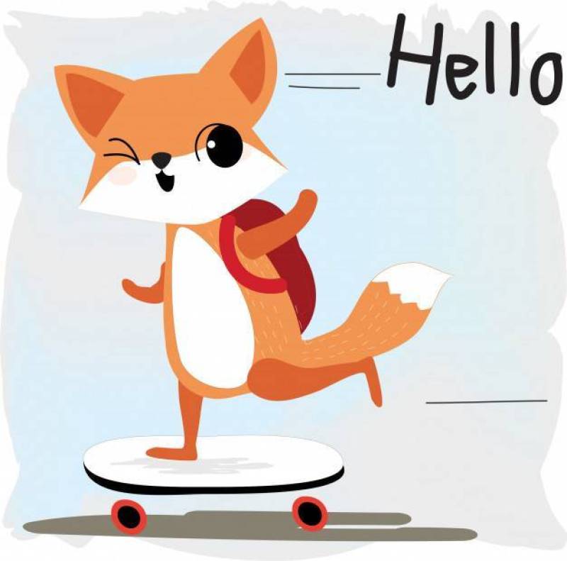 可爱的狐狸回到学校卡通