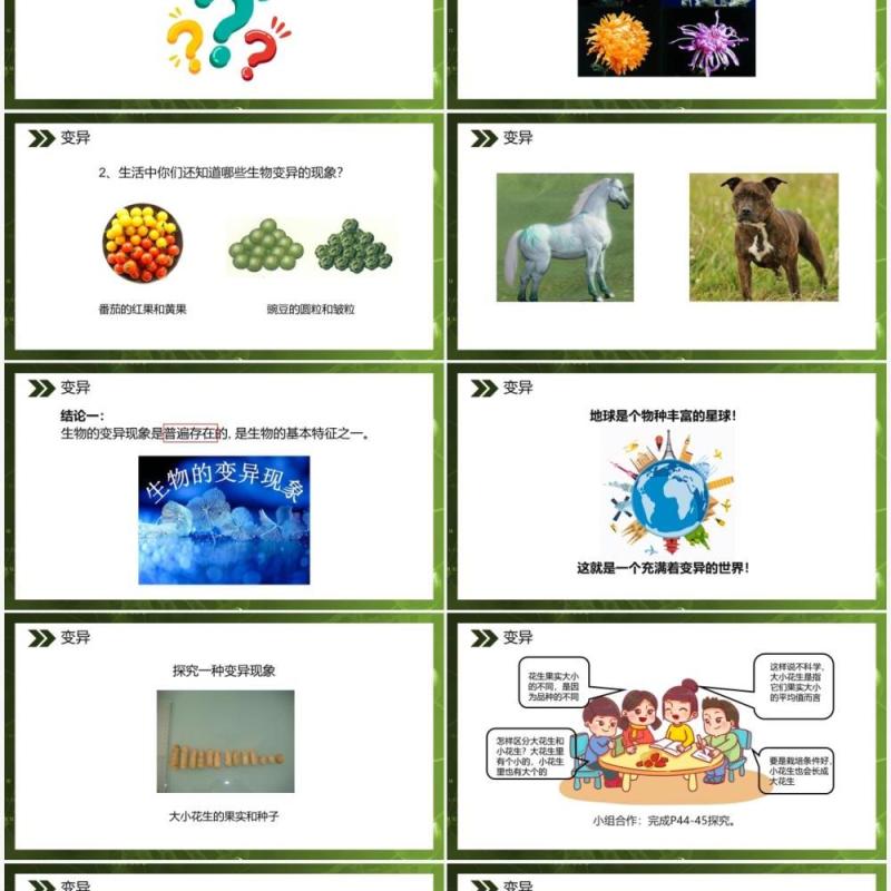 部编版八年级生物下册生物的变异课件PPT模板