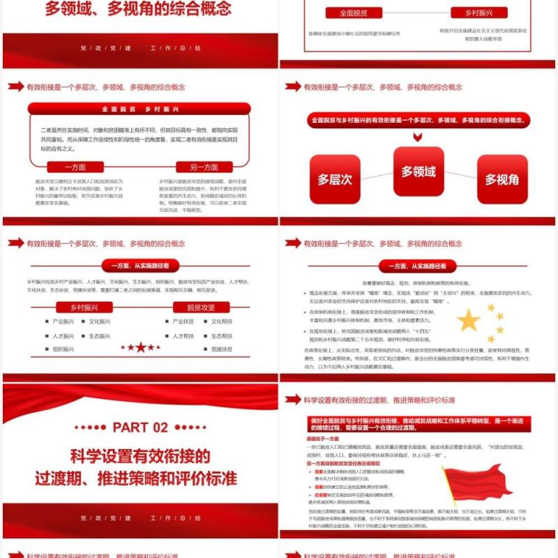 红色简约精准扶贫工作总结PPT模板