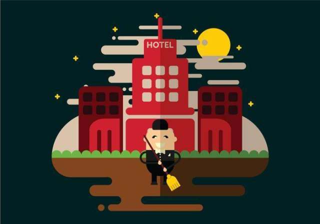 旅馆看门人清洁矢量