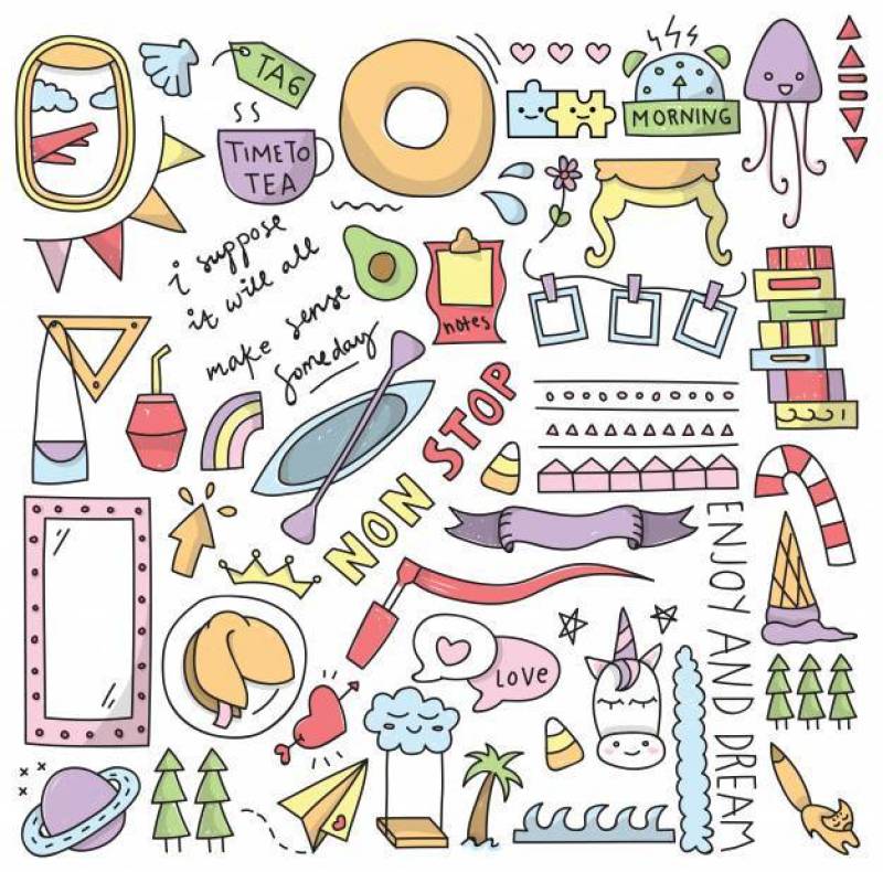 在白色隔绝的套逗人喜爱的乱画