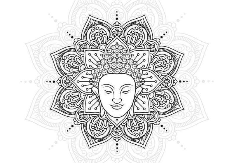 佛头和莲花坛城