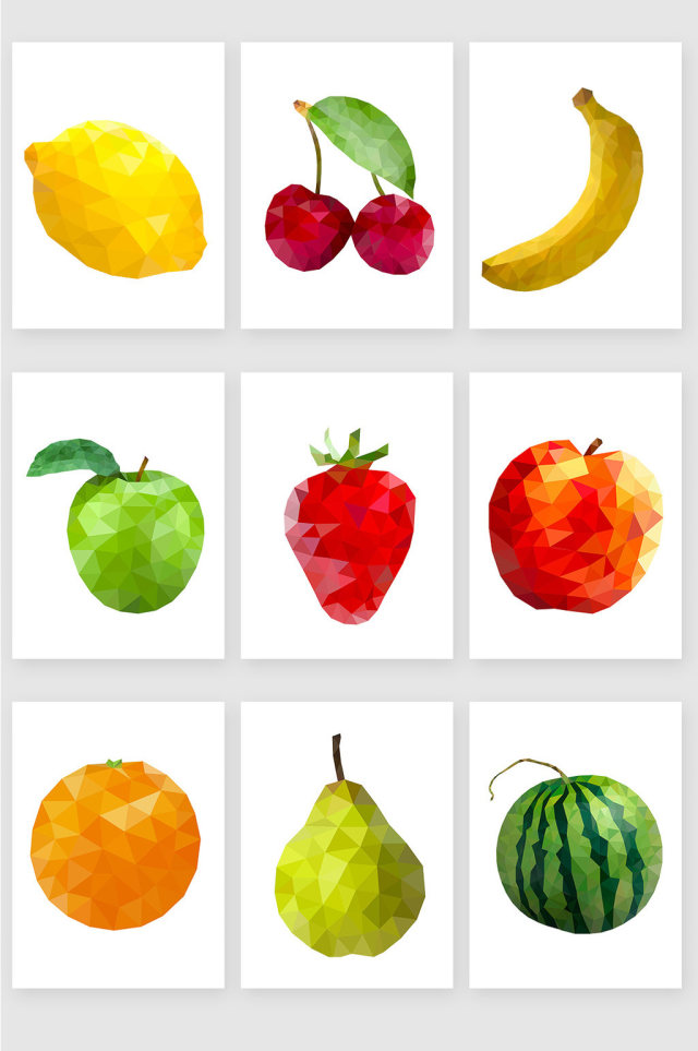 彩色几何水果素材