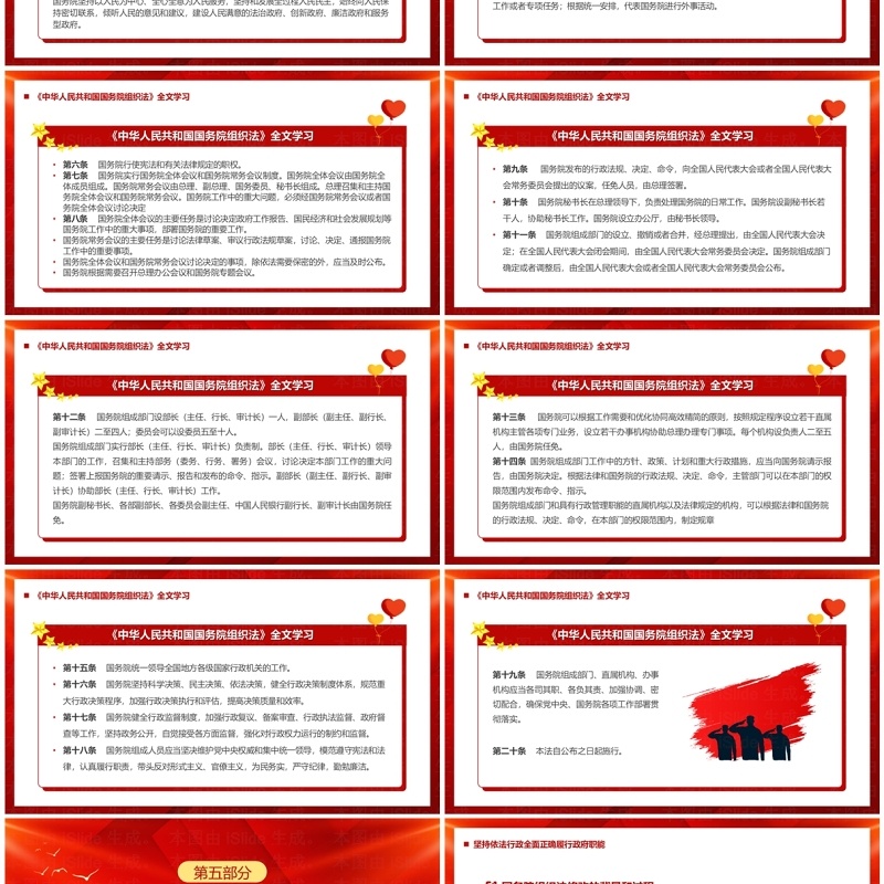 红色中华人民共和国国务院组织法PPT模板