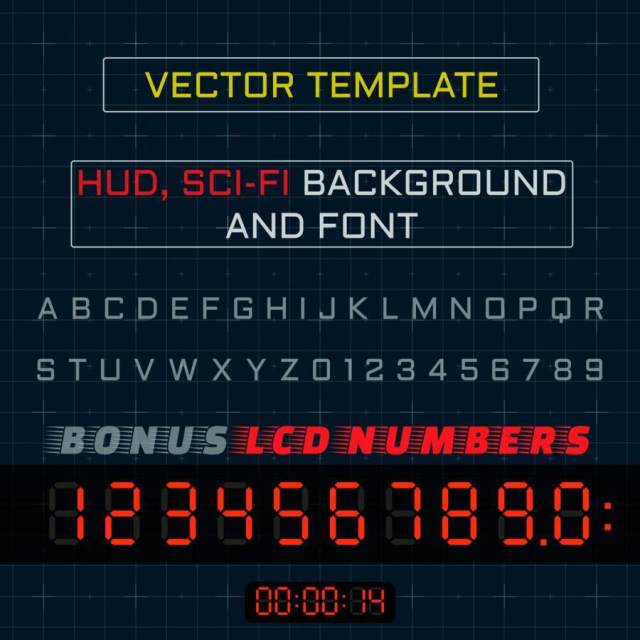 20款电子科技、光感变动、圆形数据分析图表图案等HUD界面矢量素材EPS源文件打包下载