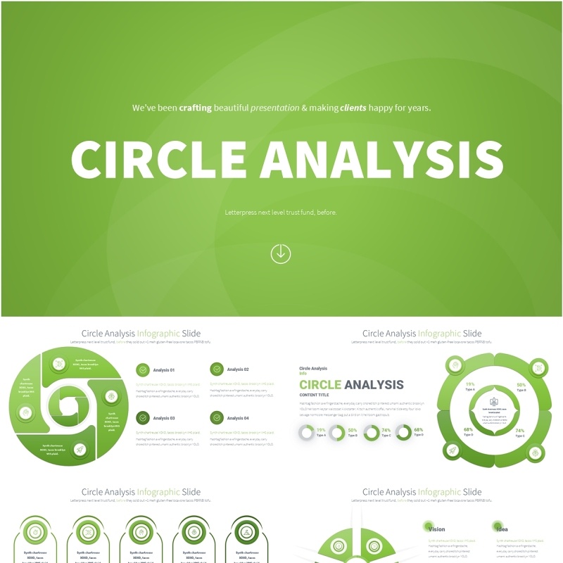 圆形信息图分析PPT模板Circle Analysis - Color 03 (Light Green)