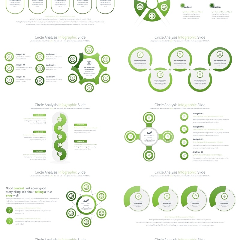 圆形信息图分析PPT模板Circle Analysis - Color 03 (Light Green)