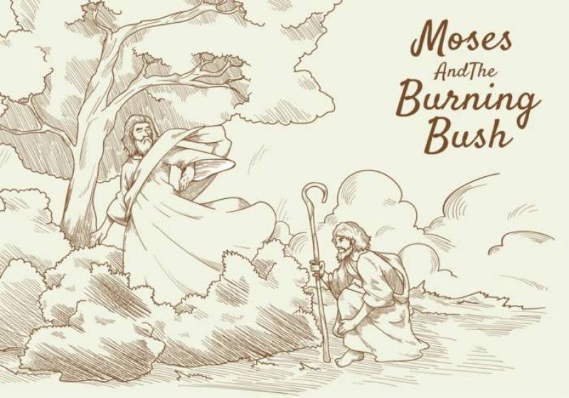 摩西和燃烧布什矢量图