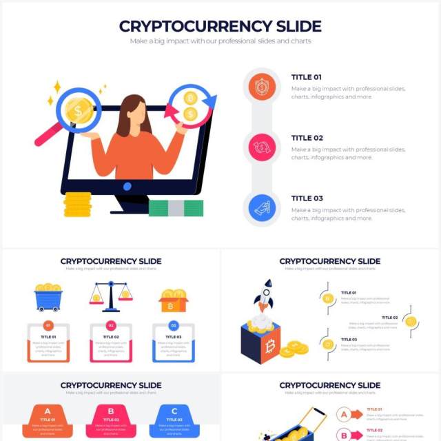 2.5D插画加密货币金融信息图PPT模板Cryptocurrency Powerpoint Infographics