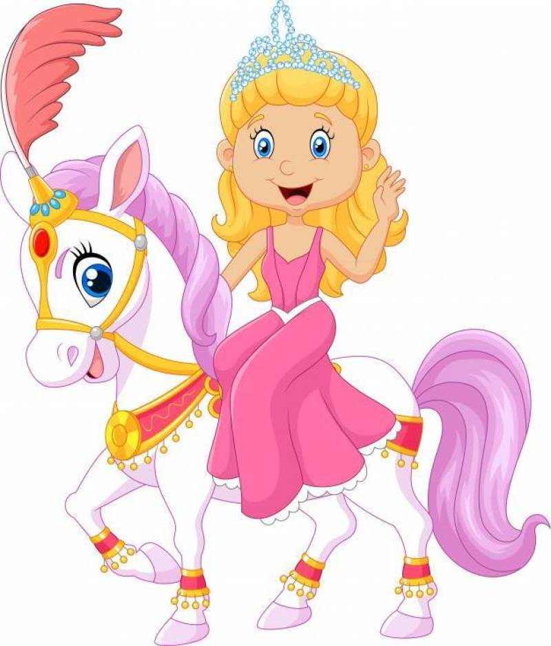 Beautiful princess with circus horse