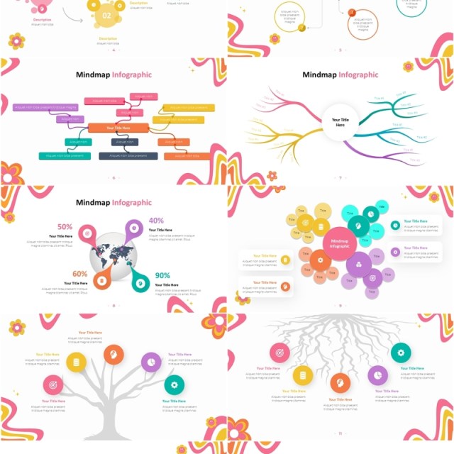 思维导图PPT信息图表素材Mindmap PowerPoint Infographic Groovy Style