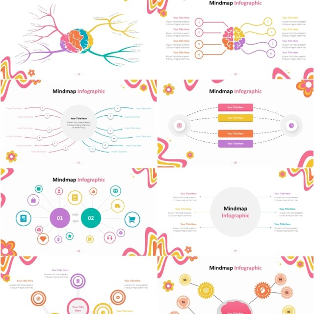 思维导图PPT信息图表素材Mindmap PowerPoint Infographic Groovy Style