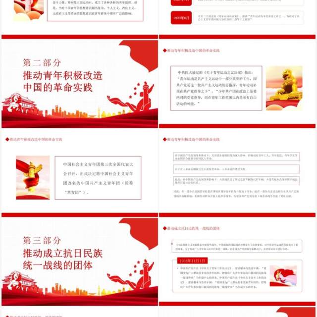 中国共青团青年的政策演进动态PPT模板 中国共青团青年的政策演进动态PPT模板