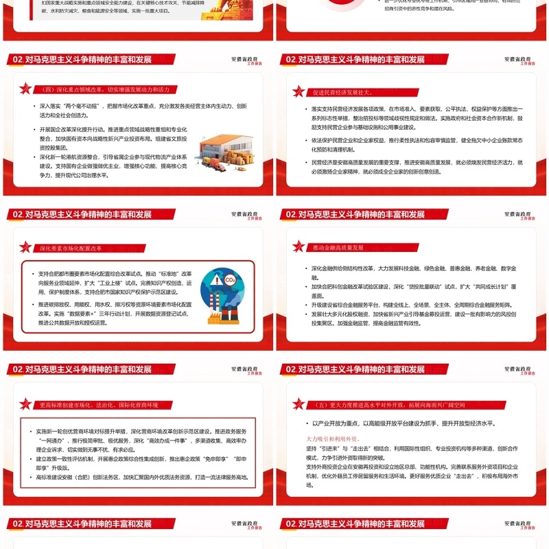 红色简约风安徽省政府工作报告PPT模板