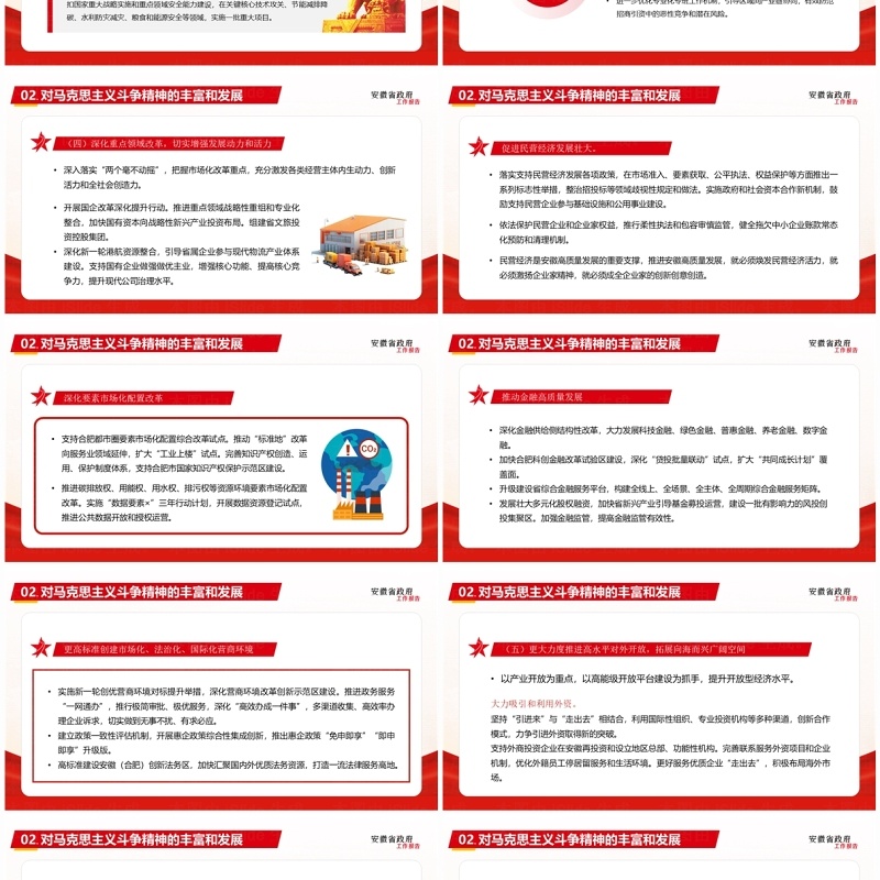 红色简约风安徽省政府工作报告PPT模板