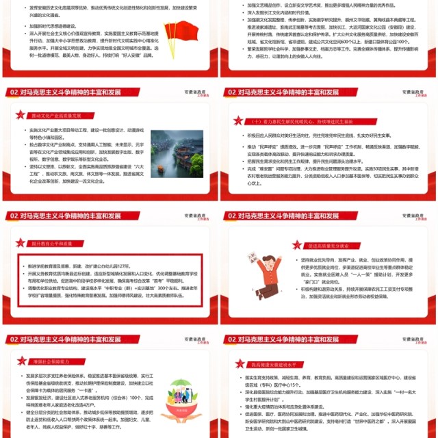 红色简约风安徽省政府工作报告PPT模板