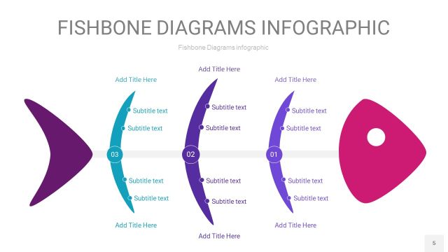 粉紫色鱼骨PPT信息图表5