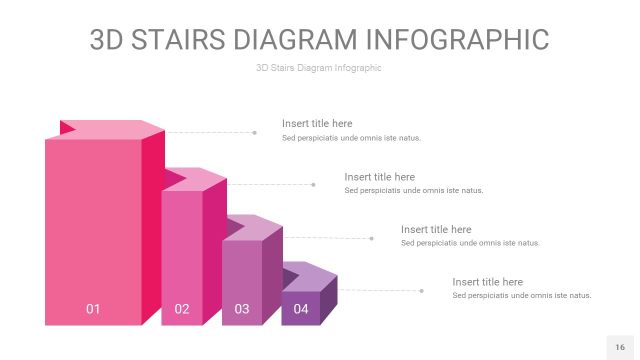 渐变粉紫色3D阶梯PPT图表16