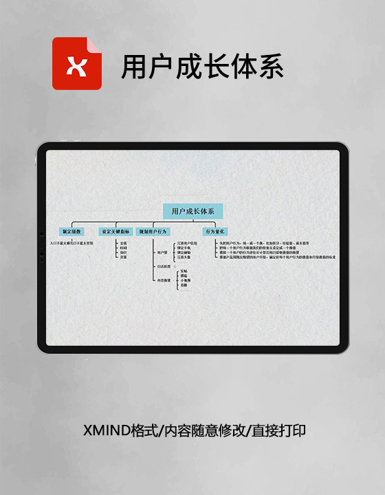 思维导图简洁用户成长体系XMind模板