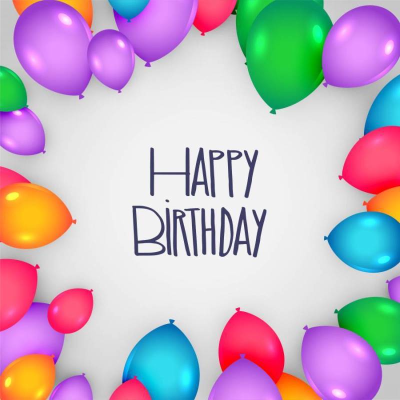 生日快乐卡设计与五颜六色的气球