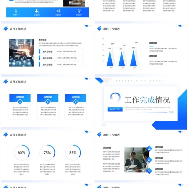 蓝色商务风项目工作汇报PPT模板