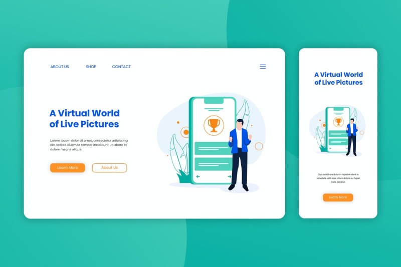 比赛成绩登录页网页UI界面手机移动端人物插画APP设计矢量素材Illustration Landing Page & Onboarding Mobile App