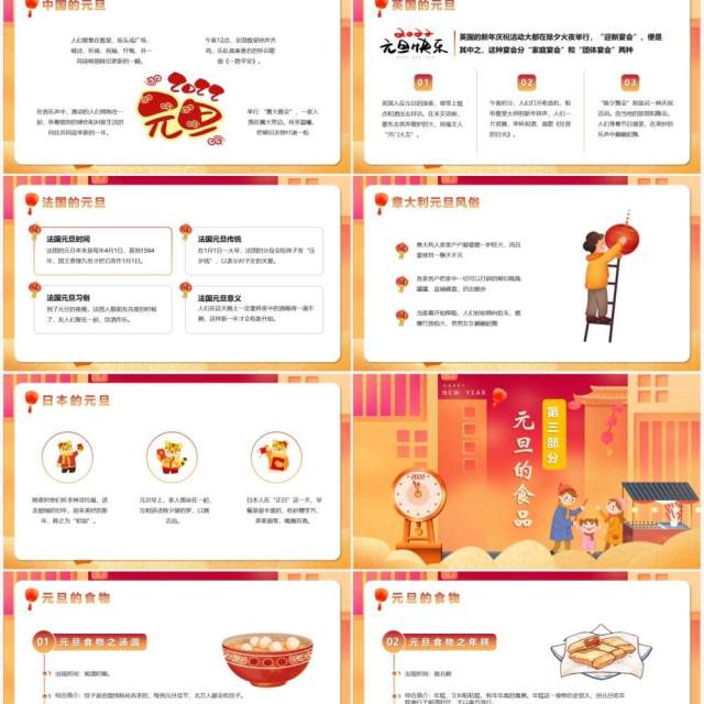 红色卡通2022喜迎元旦PPT动态模板 红色卡通2022喜迎元旦PPT动态模板