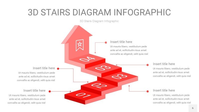 红色3D阶梯PPT图表6