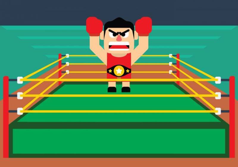 拳击手举行冠军腰带