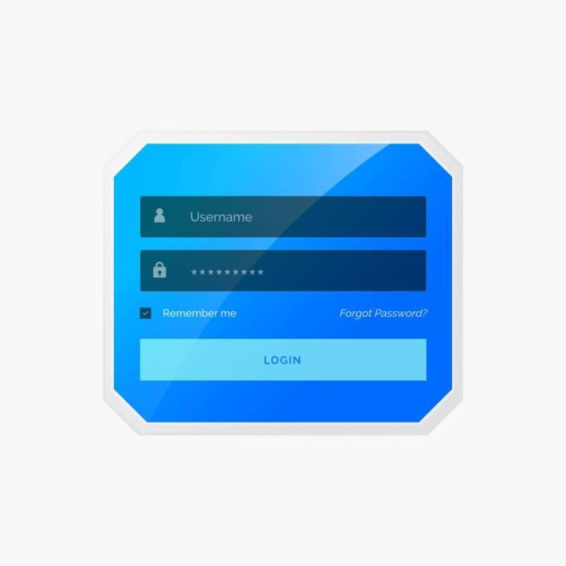 蓝色登录表单模板设计矢量风格
