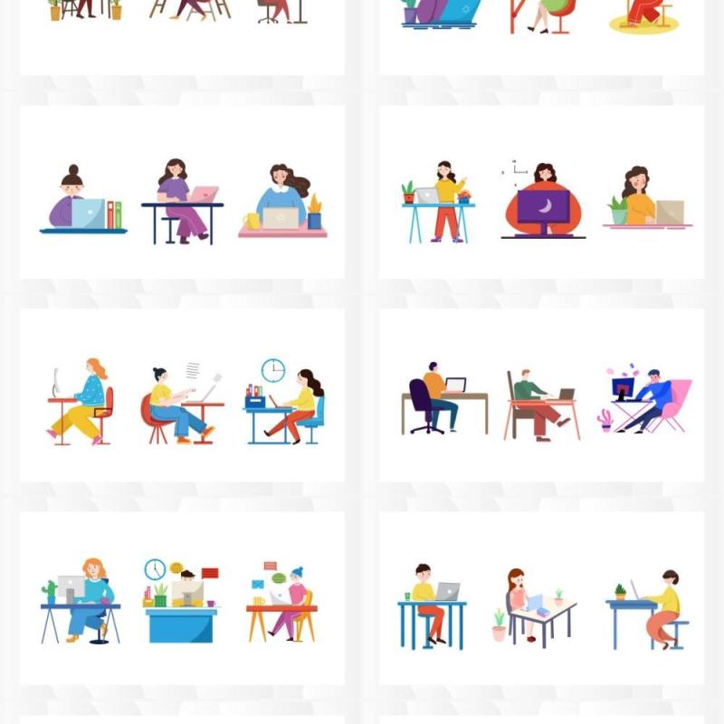 插画办公人物PPT素材合集