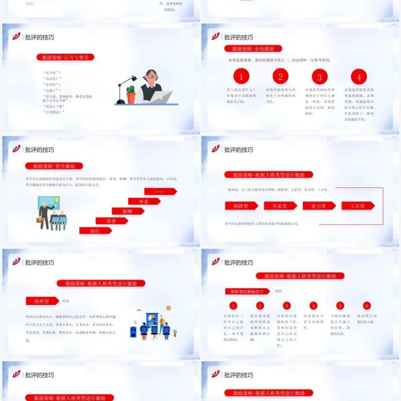 蓝色插画商务风如何有效激励员工PPT模板