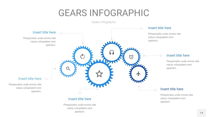 天蓝色齿轮PPT信息图14