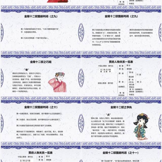 古典中国风红楼梦金陵十二钗判词赏析PPT模板 古典中国风红楼梦金陵十二钗判词赏析PPT模板