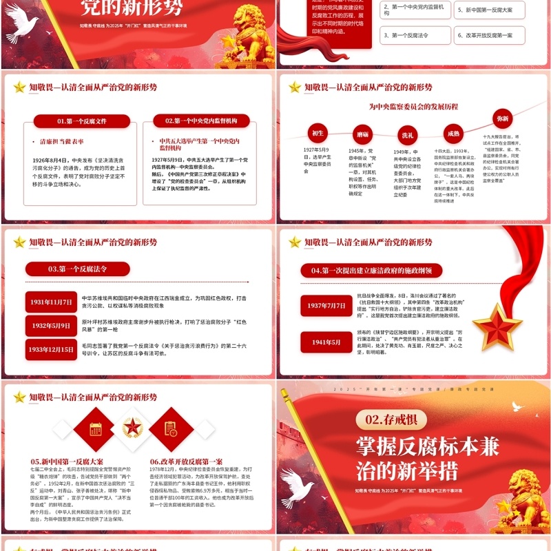 红色简约风开年第一课专题党课PPT模板