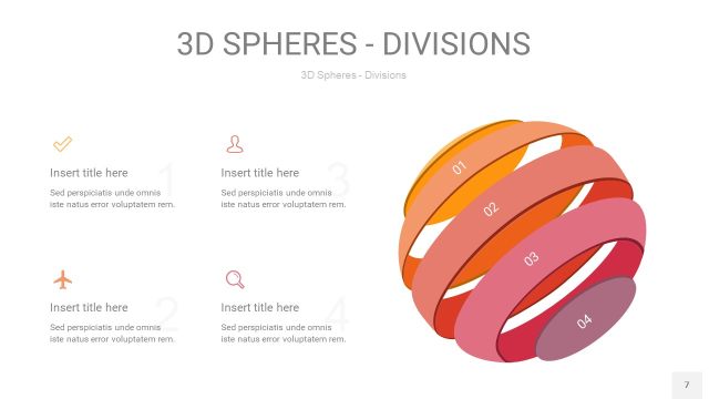 渐变橙色3D球体切割PPT信息图7