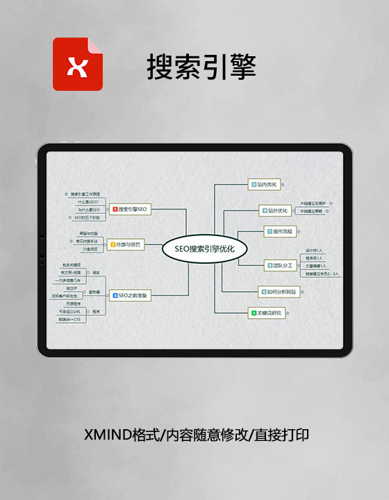  思维导图搜索引擎简洁XMind模板