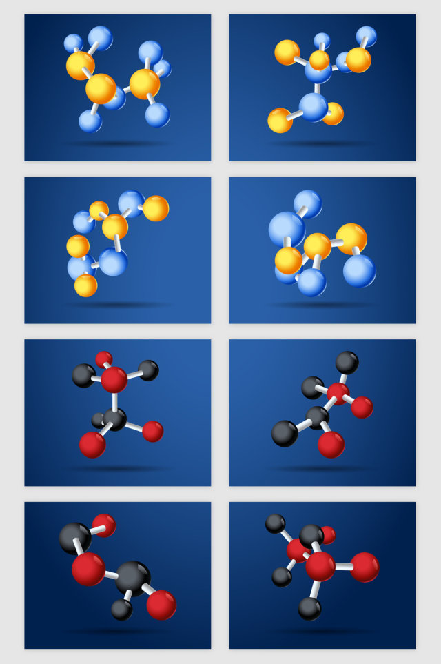 彩色科技线条分子集合矢量素材