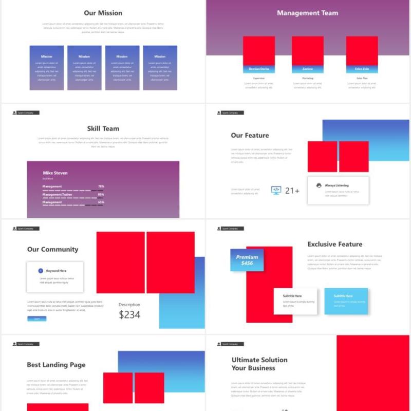 商业项目启动登录PPT图片排版设计素材Startup Landing Page Powerpoint Template