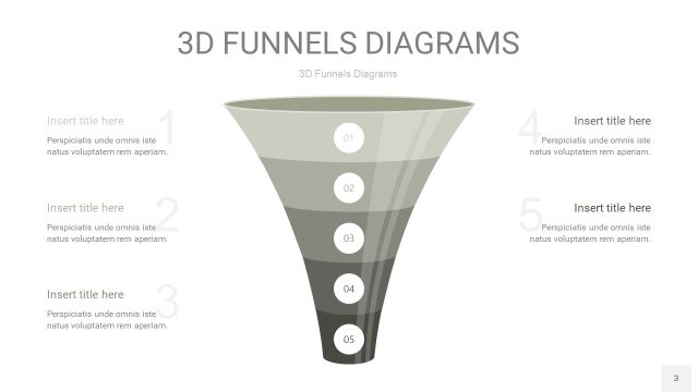 灰色3D漏斗PPT信息图表3