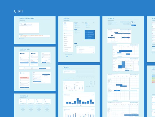 用于Sketch的Web App快速原型设计线框套件，Adminian 2线框套件