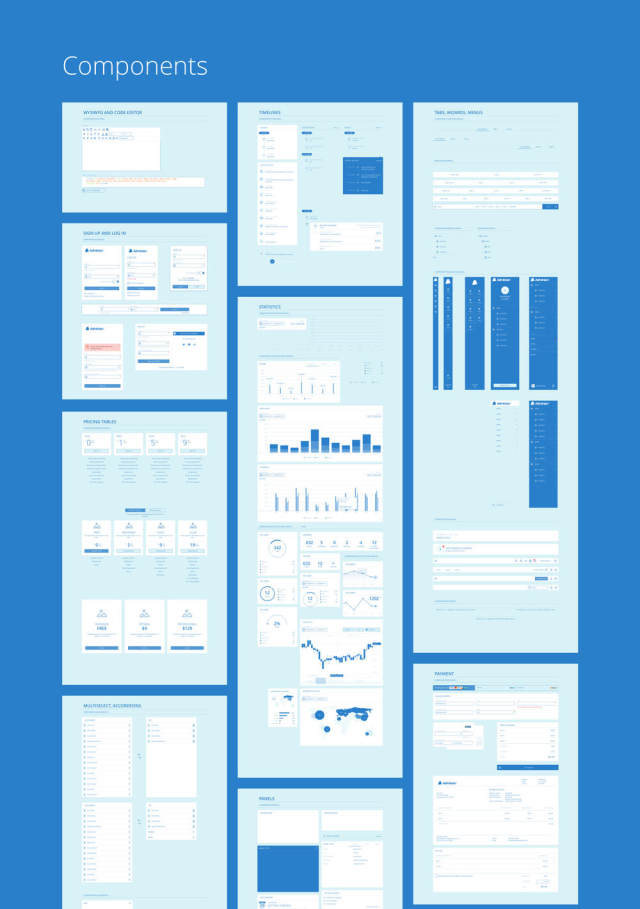 用于Sketch的Web App快速原型设计线框套件，Adminian 2线框套件